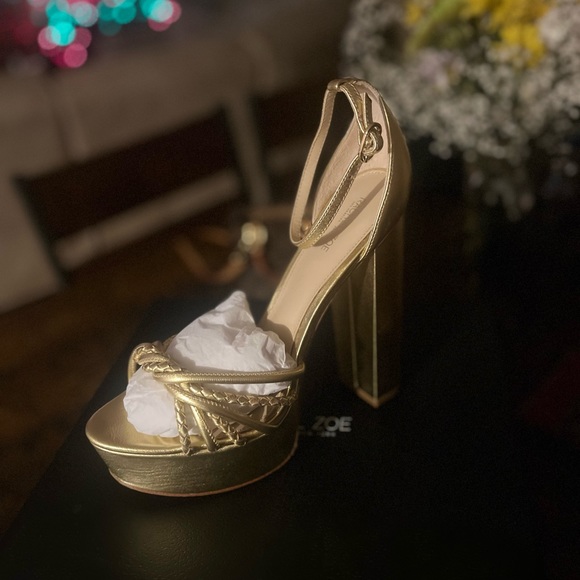 Rachel Zoe gold never worn platform shoes.